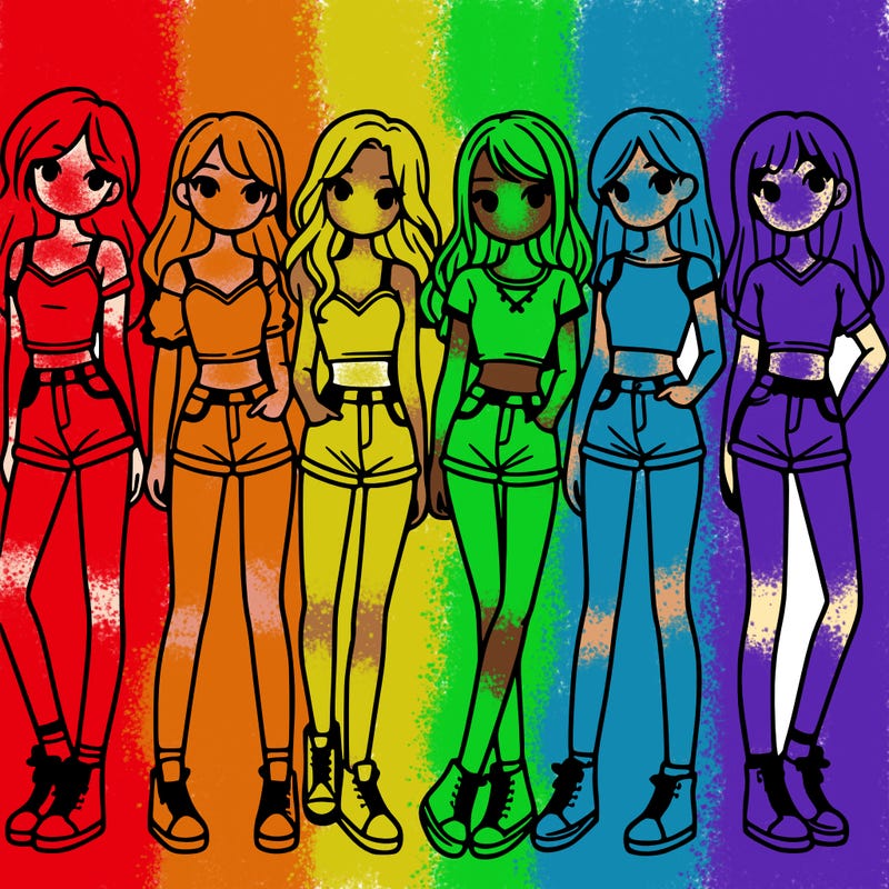 a group of girls wearing crop tops and shorts