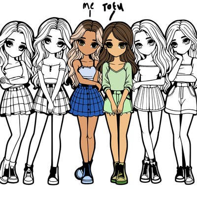 a group of girls realistic