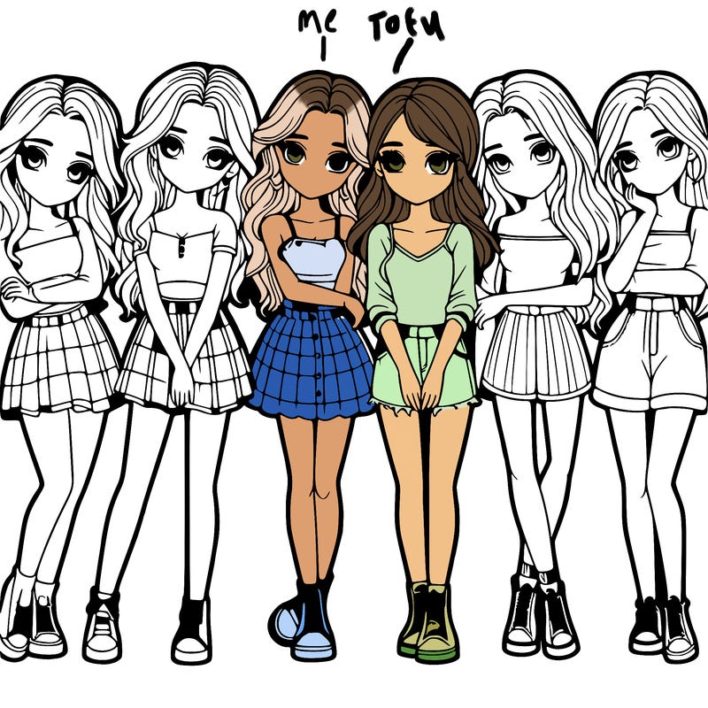 a group of girls realistic