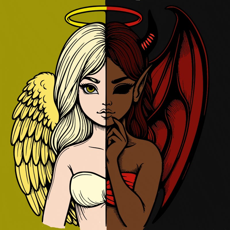 realistic angel half demon