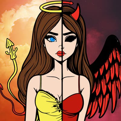 devil vs angel realistic girl