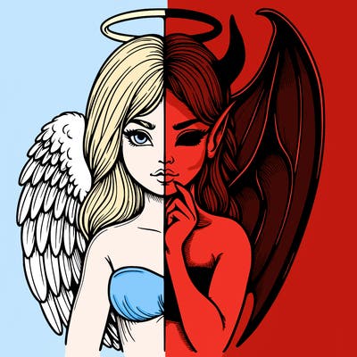 realistic angel half demon