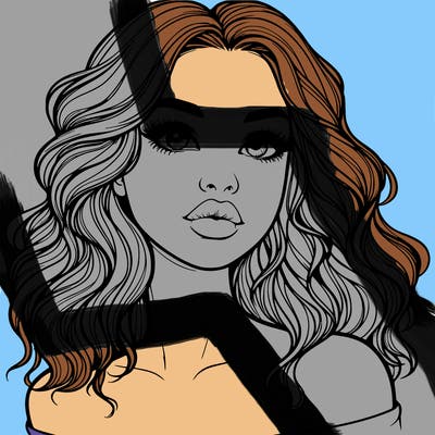 realistic girl with wavy hair and lips