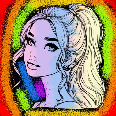 realistic girl with a ponytail on her hair and lips