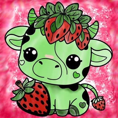 cute strawberry cow