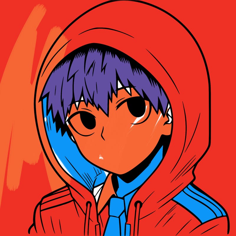manga character with a hoodie
