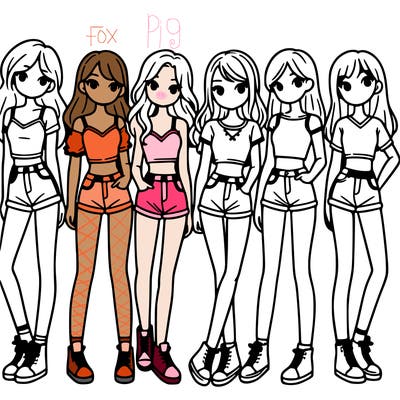 a group of girls wearing crop tops and shorts