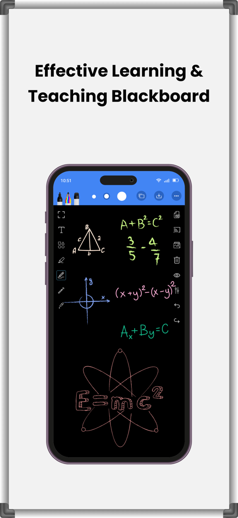 Drawing and Writing Whiteboard - Digital blackboard mode for teaching with math and physics formulas