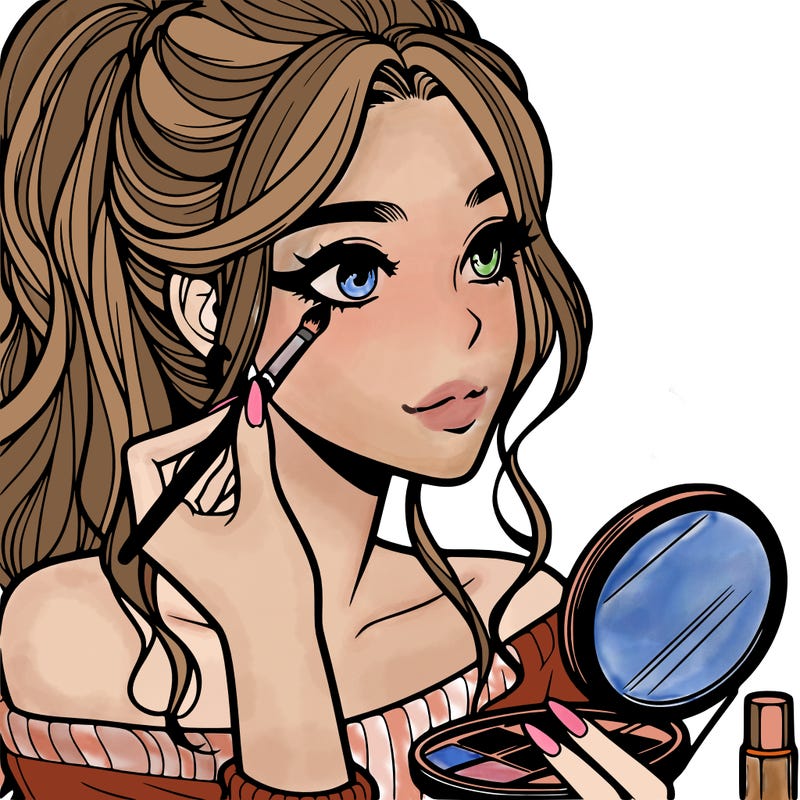 a realistic girl doing her makeup
