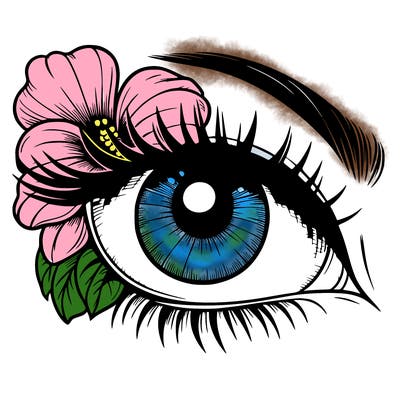 realistic eye with flower