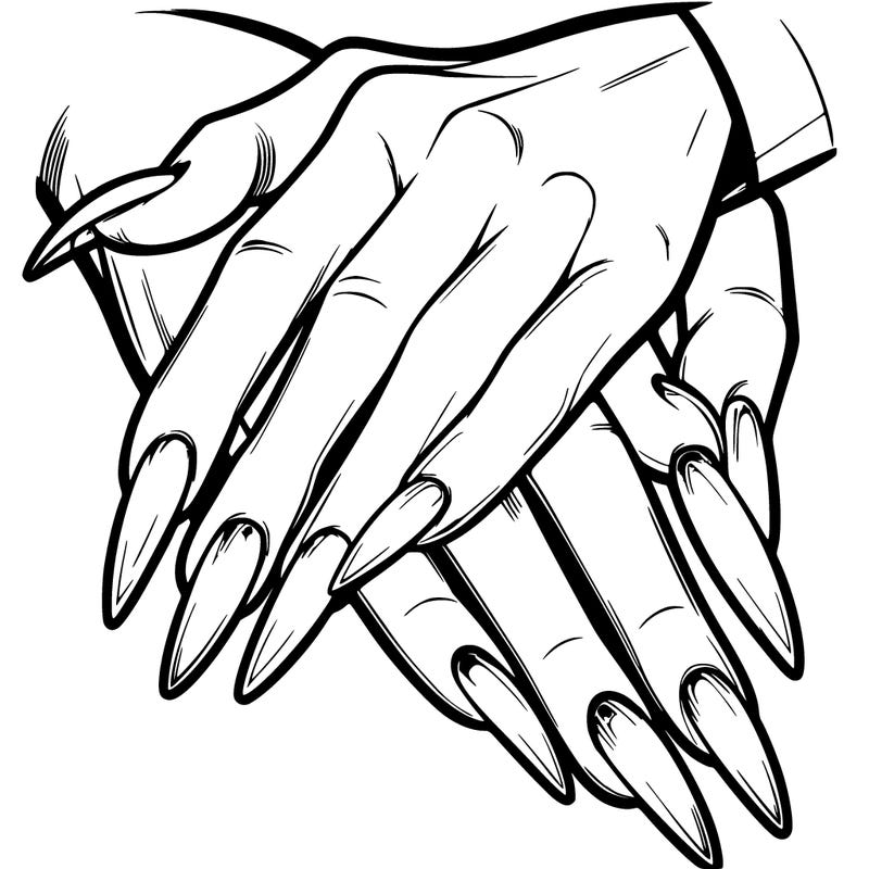 realistic hands with long nails