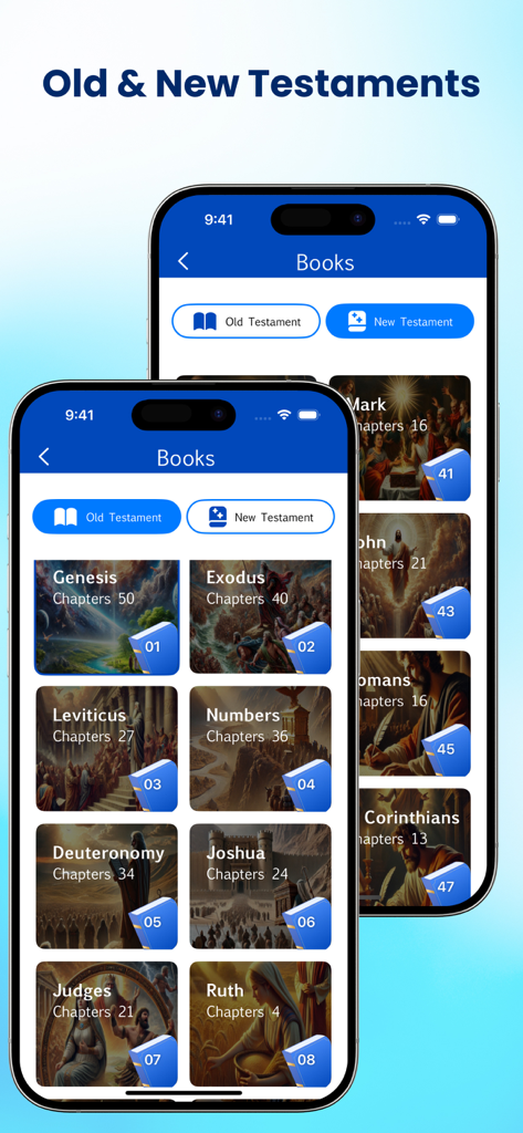 John Gill's Bible Commentary. - John Gill's Bible Commentary app interface showing Old and New Testament books with chapter counts.