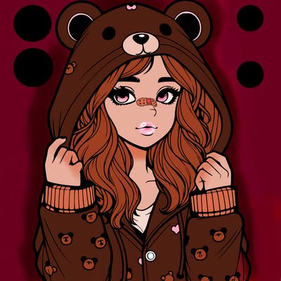 realistic girl in a animal pjs hoodie