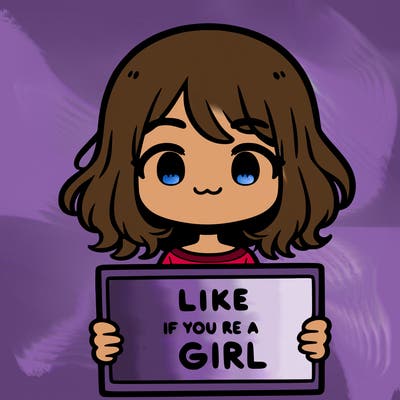 a cute girl holding a sign that says like if you’re a girl