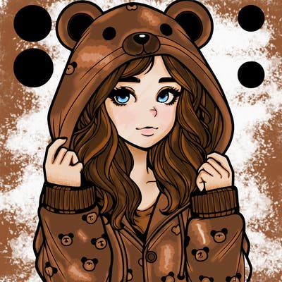 realistic girl in a animal pjs hoodie