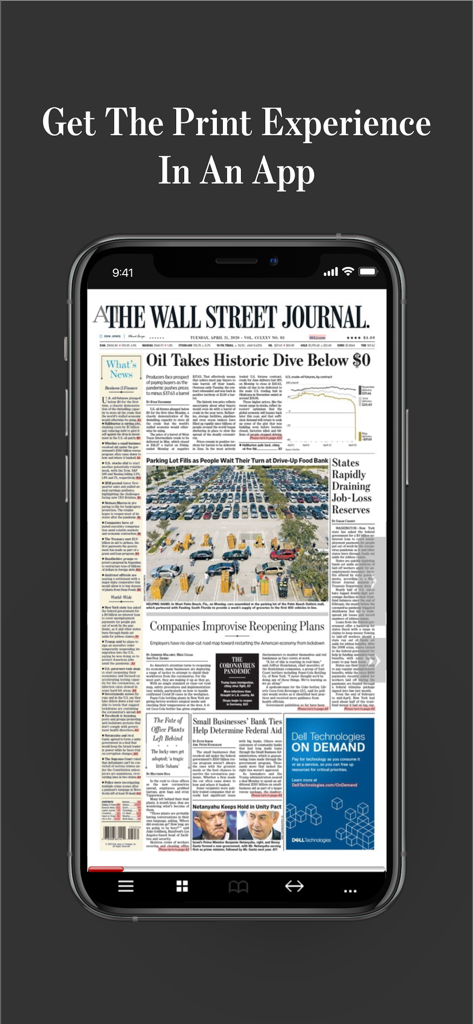 WSJ Print Edition - L'esperienza del Wall Street Journal cartaceo come copia digitale in un'app mobile