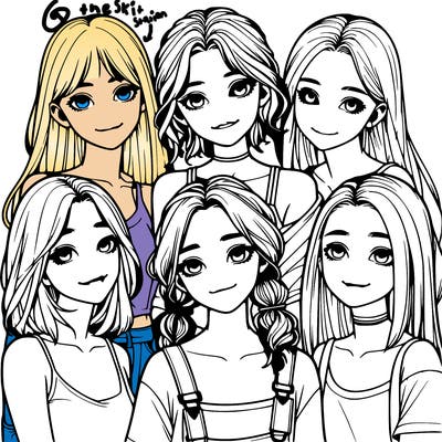 a group of girls realistic