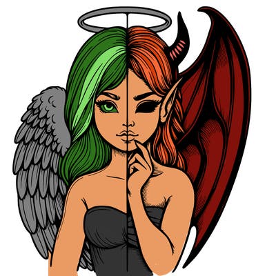 realistic angel half demon