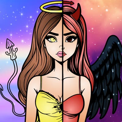 devil vs angel realistic girl