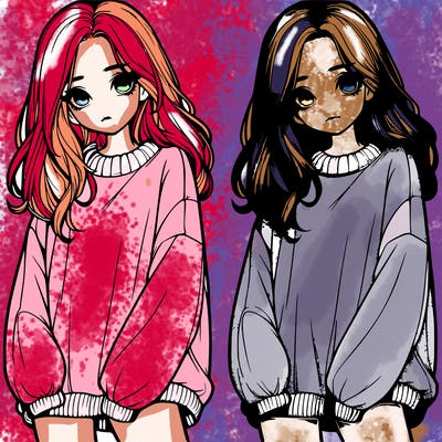 realistic girl with baggy sweater