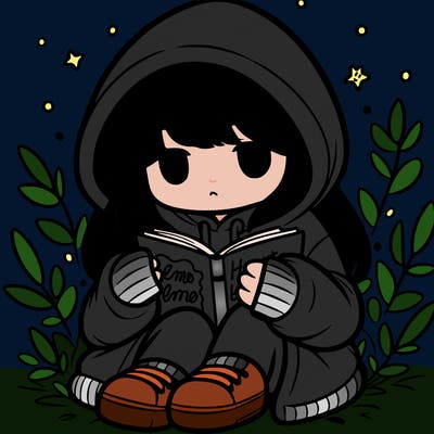 girl in oversized hoodie reading a book