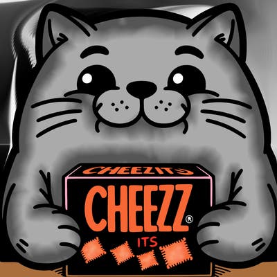 cat holding cheez its