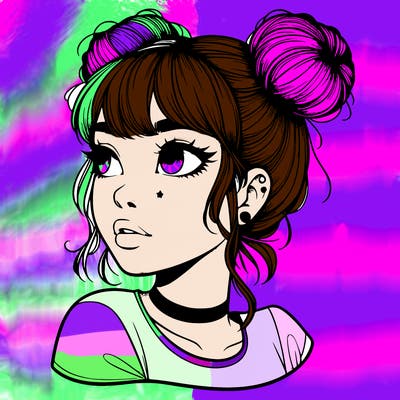 realistic girl with spacebuns