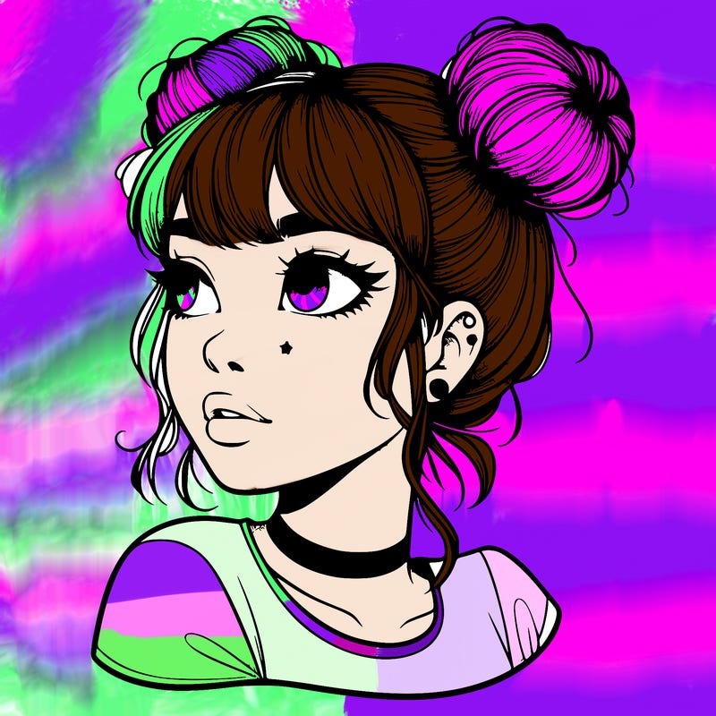 realistic girl with spacebuns