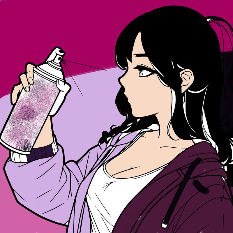 a realistic girl spray, painting