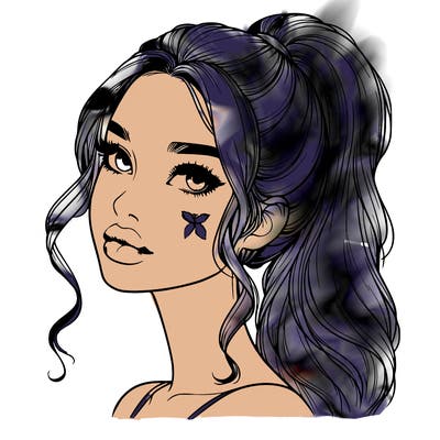 realistic girl with a ponytail on her hair and lips