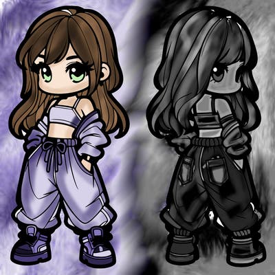 girl in crop top and baggy pants