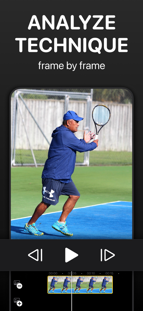 Tennis player technique analysis using frame by frame playback in the Coach Video Analysis app