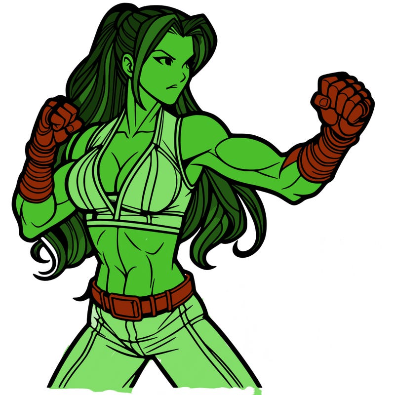 woman in fighting attire long hair