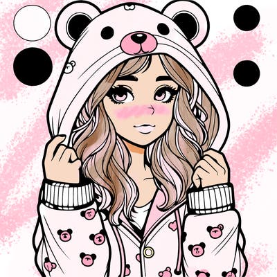 realistic girl in a animal pjs hoodie