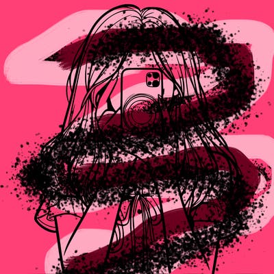 a realistic girl holding her phone taking pictures