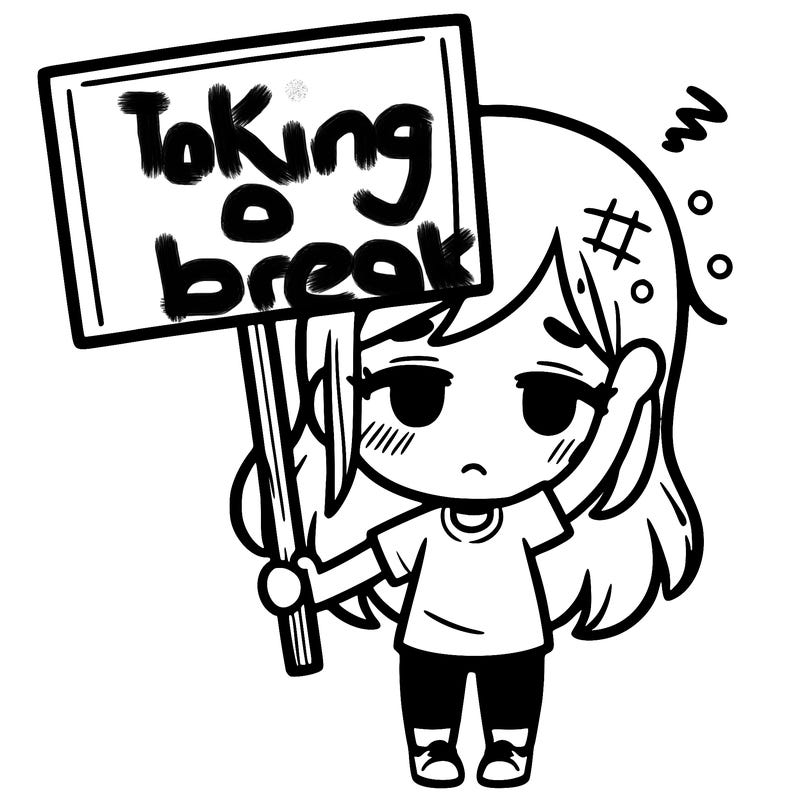 tired girl holding up a sign