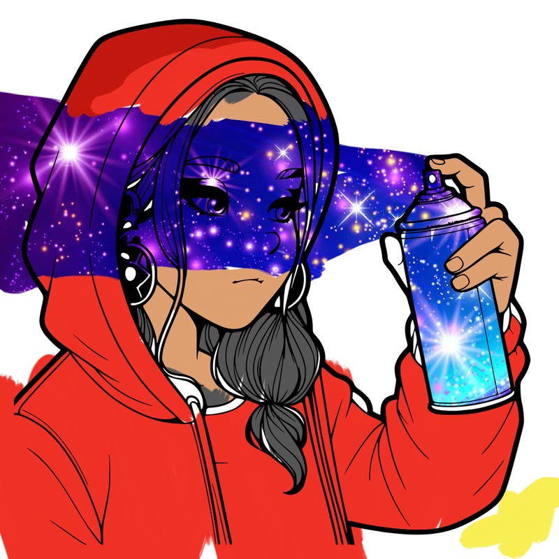 a realistic girl, spray painting