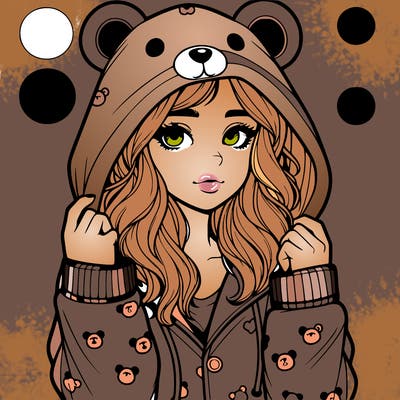 realistic girl in a animal pjs hoodie