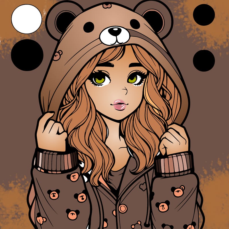realistic girl in a animal pjs hoodie
