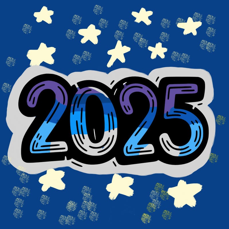 one line scrawled numbers sketch design “2025”