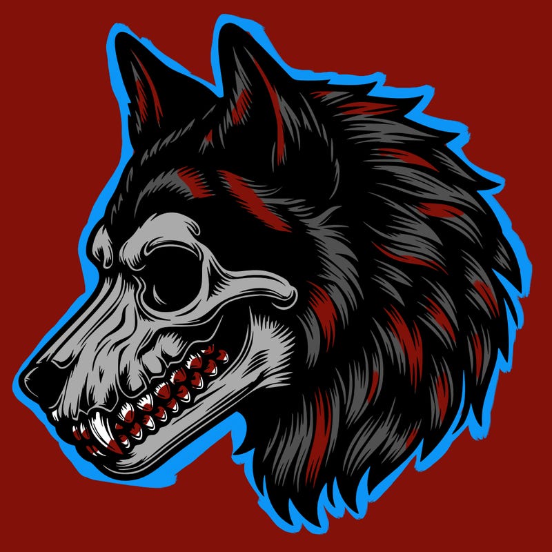 realistic wolf with skull face