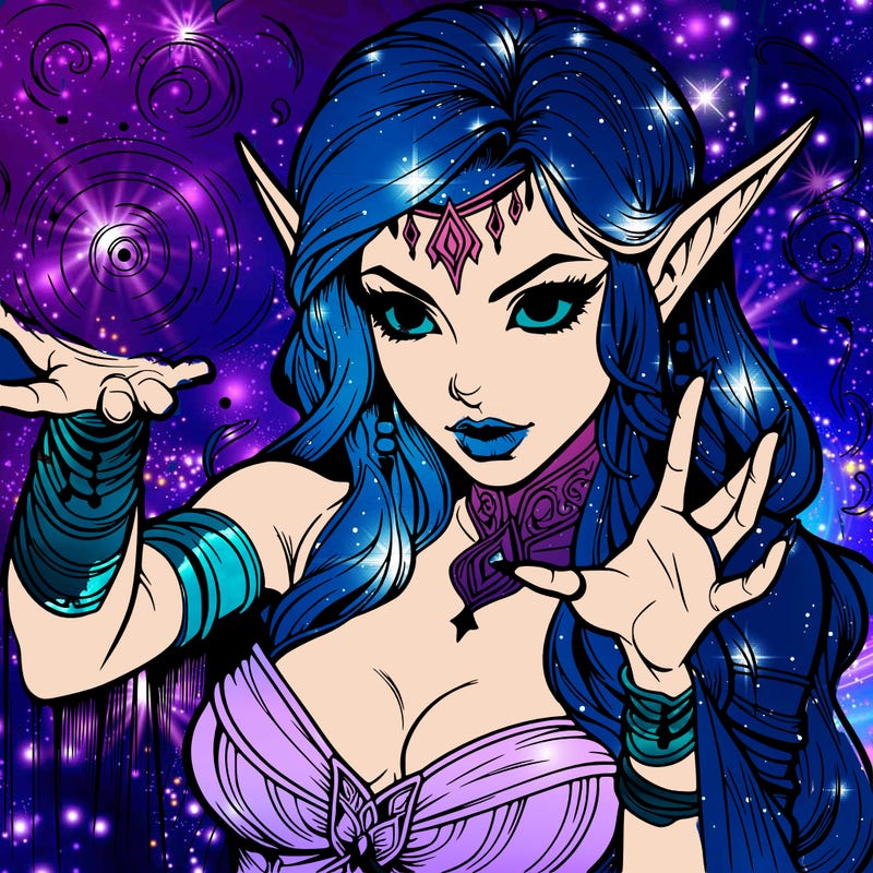 realistic scary beautiful elf sorceress casting spell