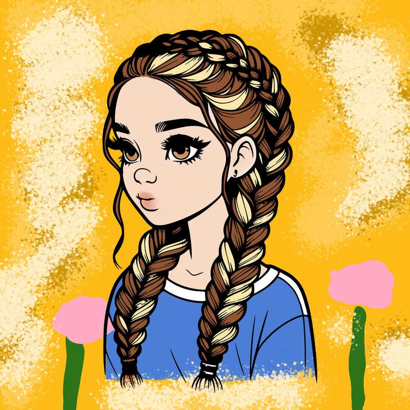 realistic girl with braids