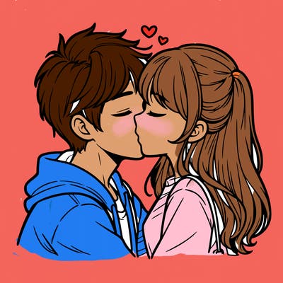 a couple kissing