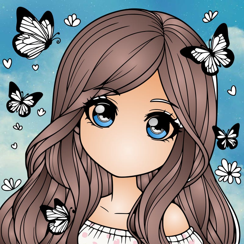 realistic girl with butterflies around her