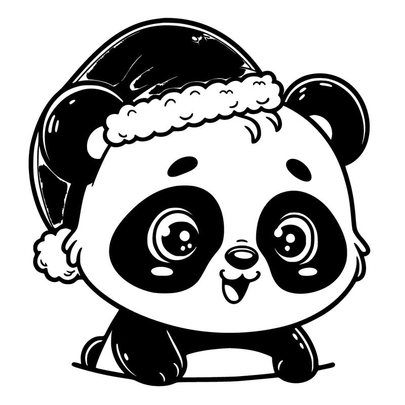 a cute panda wearing a santa hat