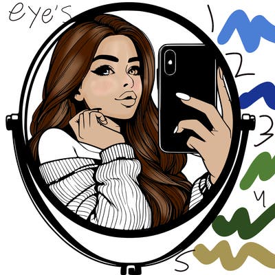 realistic girl taking mirror selfie beautiful