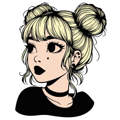 realistic girl with spacebuns
