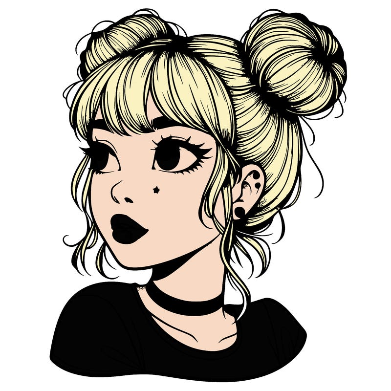 realistic girl with spacebuns