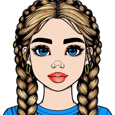 realistic girl with braids